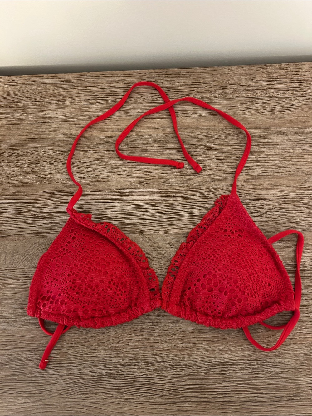 Mossimo Red Crochet Triangle Bikini Top